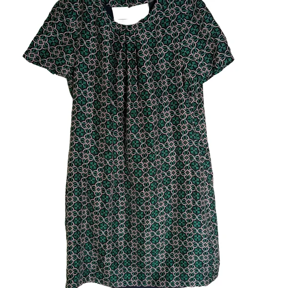 j crew green and white dress J. Crew Green and White Patterned Mini Dress